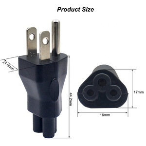 Adaptador de Corriente Industrial IEC 320 C6 Macho Tipo Mickey Mouse, Enchufe Macho C6 de 3 Pines para EE. UU., Corriente Nominal 10A, Enchufe NEMA 5-15P - Product Image 2