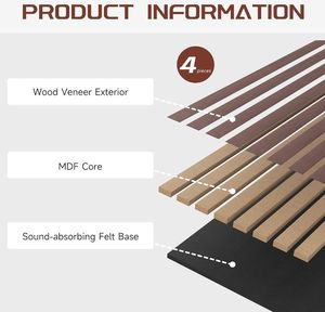 Panneaux muraux acoustiques modernes personnalisés en lattes de bois NRC 0.8 pour hôtels, salles de musique, salles de réunion - Panneaux muraux décoratifs écologiques - Product Image 3