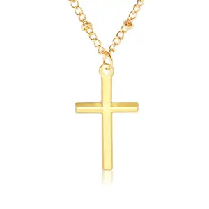 Eenvoudige Hip Hop Gouden Ketting Metalen Kruis Hanger Ketting Voor Mannen En Vrouwen Sieraden Ketting