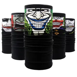 Goedkoopste Op Maat Bedrukte Beschermende Sublimatie Multifunctionele Skull Face Bandana Masker Nek Gaiter Hoofddeksels