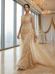 فستان سهرة أنيق وعصري للنساء الأوروبيات والأمريكيات بتصميم قلم رصاص من الكشمير بطول الأرض لفصل الصيف - Product Image 3