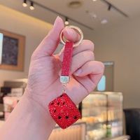Nouvel Arrivage Porte-clés Pendentif Dés Entièrement Sertis de Strass, Design Tendance et Attrayant, pour Sac, Voiture, DIY, en Cristal et Strass