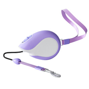 Mini laisse rétractable pour animaux de compagnie, 3 mètres de long, mains libres, pour chat, matériau plastique violet et orange - Product Image 1