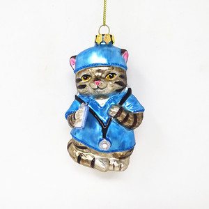 Vente en gros tendance 2025 produits mignon pendentif <span class=keywords><strong>chat</strong></span> docteur en verre - Product Image 1