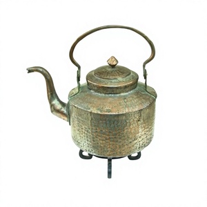 Bouilloire de service à café en laiton martelé de conception classique bouilloire à thé de taille personnalisée de forme ronde du meilleur exportateur en Inde - Product Image 1