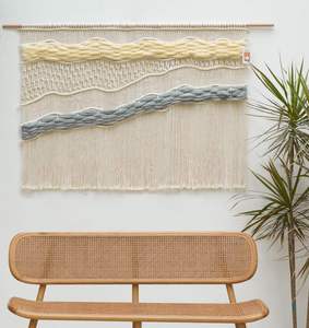 Customize Handmade Modern Macrame Wall Hanging Handwoven 100% Cotton <b>Large</b> <b>Curtain</b> Decor 52Wx40L Hot Sale - Product Image 5