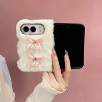 Coque de téléphone portable pliable 2026 pour iPhone 18 Duo, en peluche douce et chaude 3D, motif mignon, cadeau de luxe pour fille