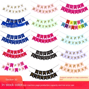 Bannière en queue de poisson à motifs de fleurs imprimé <span class=keywords><strong>drapeau</strong></span> en papier joyeux anniversaire pour décorations de fête lettre forme célébrations de l'Aïd Mubarak - Product Image 3