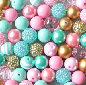 H82 Wholesale 50pcs/bag Gumball dalmatians 20mm bubblegum beads mix Other Loose Chunky Beads For Jewelry Making