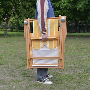 Silla de Playa Vintage de <span class=keywords><strong>Madera</strong></span> con Reposabrazos, Silla <span class=keywords><strong>Plegable</strong></span> de <span class=keywords><strong>Lona</strong></span> con Almohada, <span class=keywords><strong>Tumbona</strong></span> Retro a Rayas para Exteriores - Product Image 4