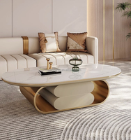 Table basse ronde mobile de luxe nordique moderne en marbre, lot de 2 tables d'appoint pour salon, ensemble de tables à thé pour appartement, mobilier
