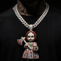 Nuevo Colgante de Plata 925 con Moissanita, Diseño Personalizado Iced Out, Estilo Hip Hop para Hombre, Colgante de Muñeco de Terror para Streetwear, Venta al por Mayor