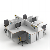 Poste de travail modulaire triangulaire en bois pour bureau, espace de travail collaboratif à 120 degrés, bureau pour 3 personnes