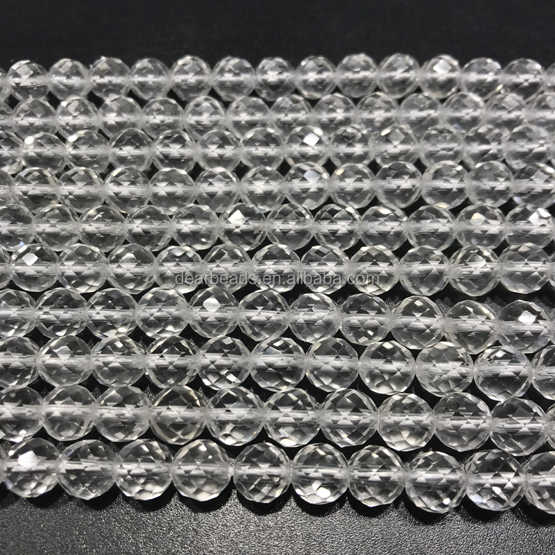 Wholesale Real Natural Faceted Clear Quartz Beads, Gemstone Cut Rock Crystal Bead Strand for DIY Jewelry Making, Length 36cm 14