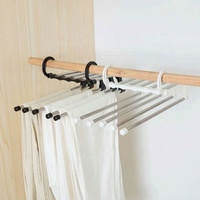 Porte-pantalons télescopique Tiktok antidérapant, organisateur de vêtements, support superposé pour jeans, pantalons, écharpes, pour armoire, salle de bain, fixation murale