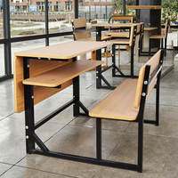 Bureau d'école durable à deux places pour centre de formation au secondaire Conception de banc en métal peu encombrante pour hôtels