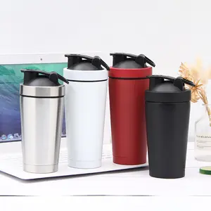 Toplu ucuz özel 550 650ml karıştırma topu yüksek kaliteli paslanmaz çelik Metal spor salonu fitness shake protein spor çalkalama kabı su şişesi