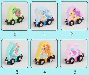 Juego de tren de dinosaurios magnético de madera, juguete de aprendizaje de números, mini tren educativo Montessori para niños pequeños - Product Image 5