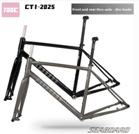 Cadre de vélo de route en alliage d'aluminium Seaboard CT1 pour gravier, avec passage interne des câbles, compatible guidon plat, frein à disque 700C, fourche à axe traversant