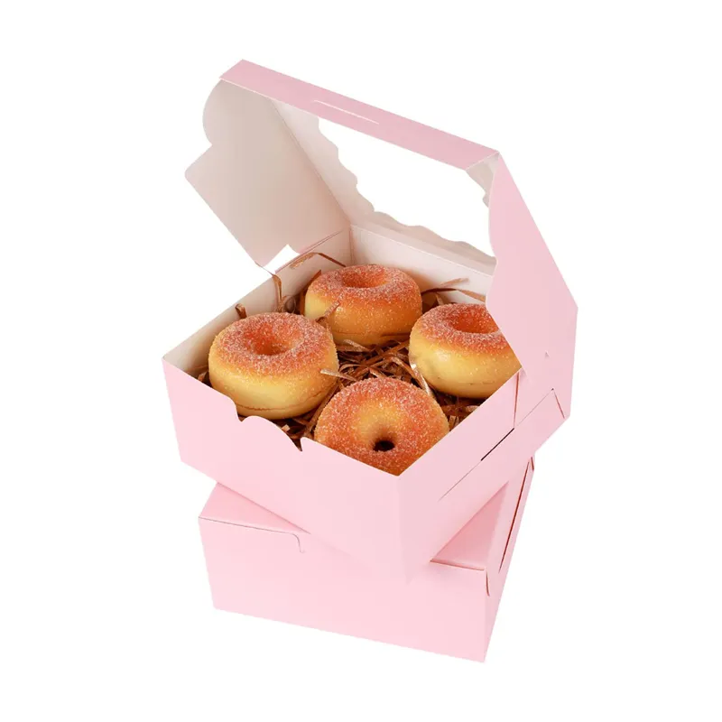 कस्टम लक्जरी रोटी केक गुलाबी बेकरी सफेद क्राफ्ट मुद्रित लोगो मिनी मोची कागज गत्ता डोनट बॉक्स पैकेजिंग