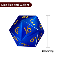 Jeu de dés polyédriques personnalisés Dragons et Derniers Maîtres en pierre gemme, Dés D20 D6 œil de chat bleu roi, Dés faits à la main 16mm/20mm
