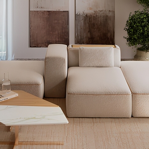 Avant-garde Minimalist Modular Sectional with Fabric <b>Cover</b> and Sponge Filling Modern Geometric Blocky Design Set - Product Image 4