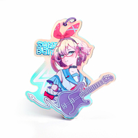 Vograce vente en gros personnalisé imprimé acrylique breloques porte-clés dessin animé Anime feuille froide estampage holographique arc-en-ciel acrylique porte-clés