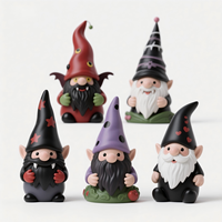 Gnome gothique en résine personnalisable 14 cm, avec crocs de vampire assortis, statues de nains, ailes de chauve-souris sur mesure, ornement d'Halloween effrayant