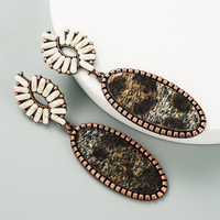 Boucles d'oreilles pendantes en cuir audacieuses style bohème western vintage pour femme, en alliage de zinc plaqué argent antique avec turquoise bleue, bijoux fantaisie, cadeaux