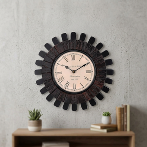 Brown Analog Gear <b>Wooden</b> Wall Clock <b>Rustic</b> Industrial Decorative Wall Clock - Product Image 5