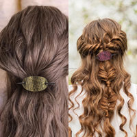 Accessoires pour cheveux en cuir BELLEWORLD Barrettes pour cheveux avec bâton Clips de forme carrée Épingles à cheveux pour queue de cheval pour femmes