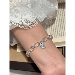 <b>Crystal</b> <b>Beaded</b> Bracelet Silver Plated Romantic Women's Gift Jewelry With You're My Favorite Tag - Product Image 1