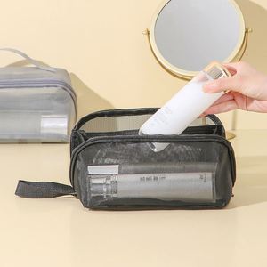 Bolsa de Viaje Ligera y Duradera de Malla con Cremallera, de Secado Rápido, Transpirable, con Diseño de Letras Modernas, para Organización, con Asa Superior - Product Image 4