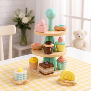 Unisex <b>Wood</b> Desert Rack Cake Collection Funny Pretend <b>Play</b> <b>Kitchen</b> Set Kids Educational DIY Features Box Packed Girls Gifts 2-4 - Product Image 2