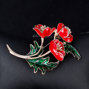 Broche de cor vermelha coreana para papoulas, broche de alho e alho de cor vermelha para mulheres, com óleo de gotejamento e cravo - Product Image 5