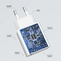 Chargeur Type-C 20W avec prise EU, adaptateur secteur multi-ports en ABS avec protection contre les surcharges, entrée universelle 100-240V