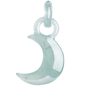 Colgante de jade natural en forma de media luna, color azul esmeralda, para collar, pieza de joyería. - Product Image 1