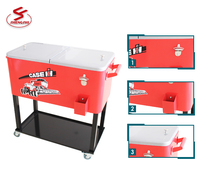 Glacière à glace de patio en métal 80QT, chariot à boissons, boîte sur roulettes
