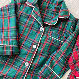 Noël personnalisé famille correspondant à manches longues revers rouge et vert flanelle tartan bébé garçons et filles ensemble de pyjamas - Product Image 5