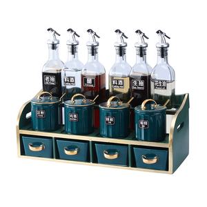 Estante de Almacenamiento de Especias para Cocina Estilo Europeo, Recipiente de Cerámica para Condimentos, Botella de Vidrio para Aceite y Vinagre, Tarro para Esencia de <span class=keywords><strong>Pollo</strong></span> Salado - Product Image 2