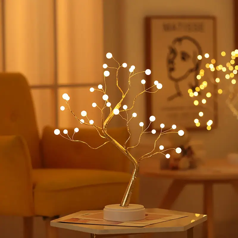 Vendita calda luce dell'albero 36 Led filo di rame filo luci fata spirito di notte luce della batteria/usb azionata perla albero lampada