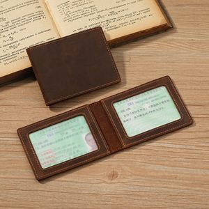 Factory Wholesale RFID Blocking First Layer Crazy Horse Leather Genuine Men's <b>Wallet</b> Bifold Vintage Style <b>Card</b> <b>Holder</b> <b>Wallet</b> - Product Image 3