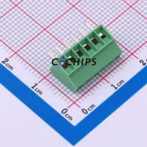 1725698 <b>Screw</b> Terminal <b>Block</b> Through hole Component (THT),P=2.54mm Connector 1x6P 2.54mm Green Through Hole - Product Image 1