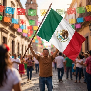 Drapeau mexicain double face 3x5 pieds, imprimé sur écran, personnalisé, pour promotion extérieure, voiture et décoration - Product Image 1