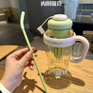 Vaso Ice Boss de gran capacidad-Taza de paja gigante de alta estética con Infusor de té para mujeres, taza de plástico portátil para té de flores - Product Image 4