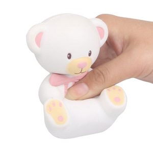 Pu Foam Teddy <b>Bear</b> Toy With <b>Pink</b> Bow Slow Rebound Fidget Toy For Kids 2 To 4 Years Unisex - Product Image 1