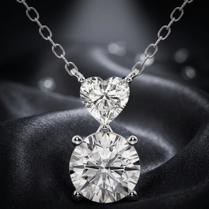 สร้อยคอจี้รูปหัวใจและเพชรกลมทองคำขาว 14K ของขวัญเครื่องประดับเจ้าสาวจากดีไซเนอร์สุดหรู - Product Image 1