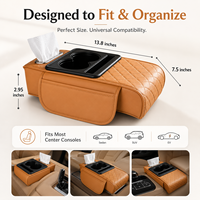 Organisateur de console centrale de voiture Luxfit en cuir Nappa de luxe, boîte de rangement, porte-gobelet, boîte à mouchoirs, emplacement pour téléphone, universel
