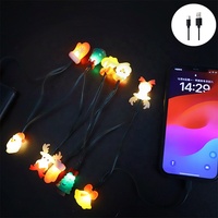 Guirlande lumineuse de Noël en forme de dessin animé, 1,4 m, 10 LED, blanc chaud, compatible avec le connecteur USB-C, câble de chargeur iPhone, IP44