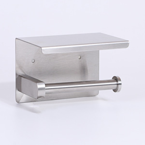 Portarrollos de Papel Higiénico de Acero Inoxidable Resistente a la Oxidación, Autoadhesivo, <span class=keywords><strong>para</strong></span> Montar en la Pared, Color Negro Mate, con Estante - Product Image 5